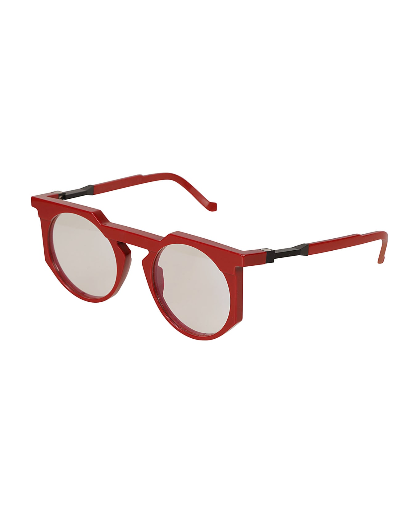 VAVA Clear Lens Round Frame Glasses Glasses - Red アイウェア