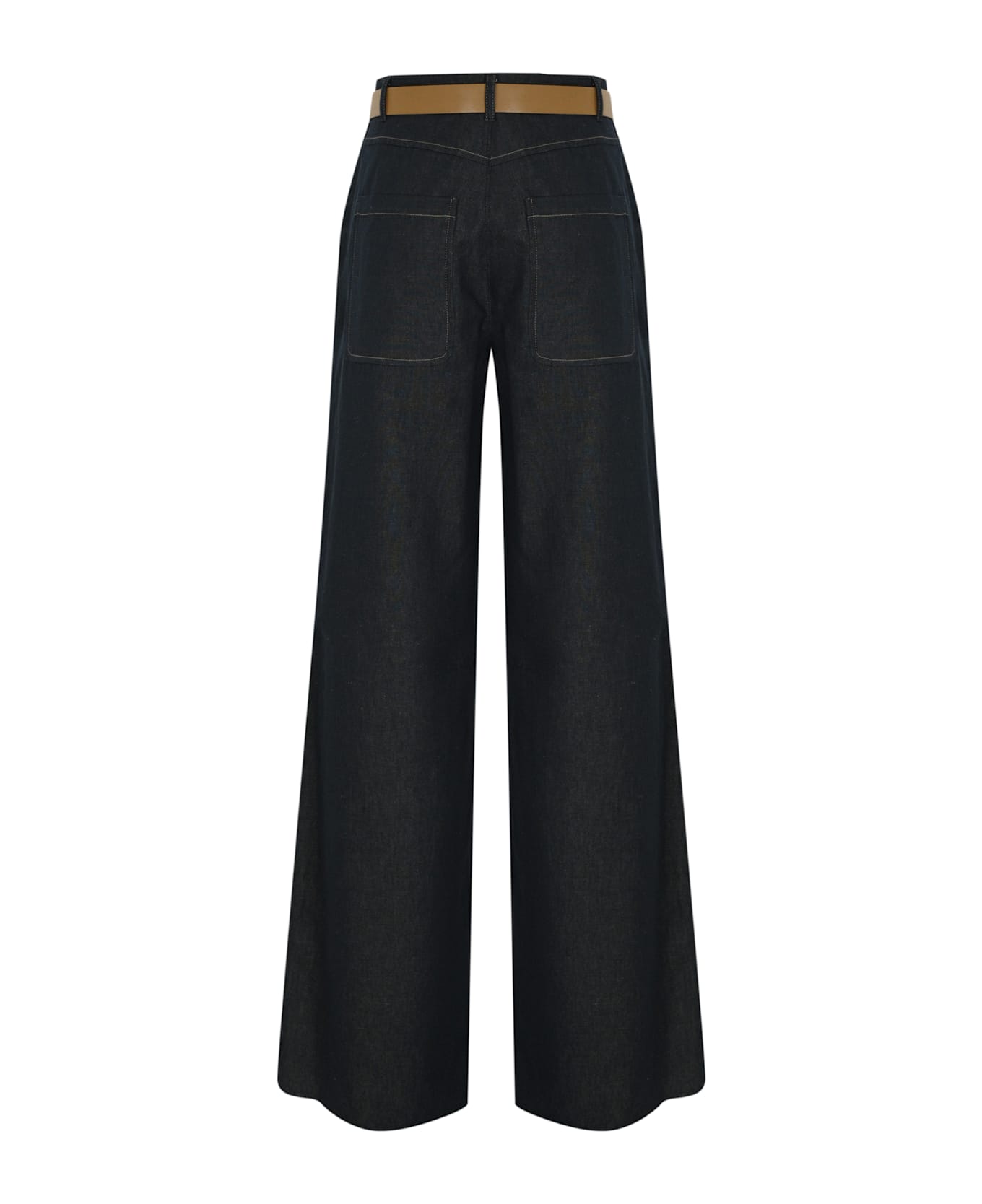 Murge Trousers In Cotton And Linen In Denim Blue - Thumbnail 3