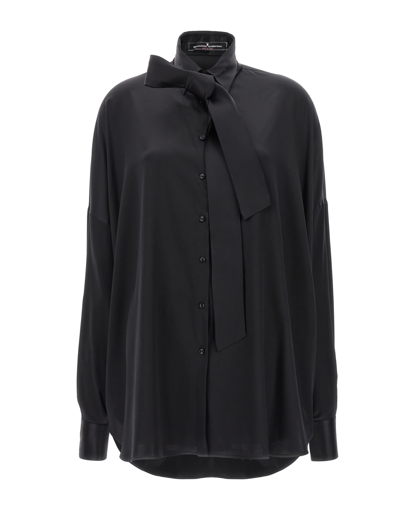 Ermanno Scervino Pussy-bow Silk Shirt - Black  
