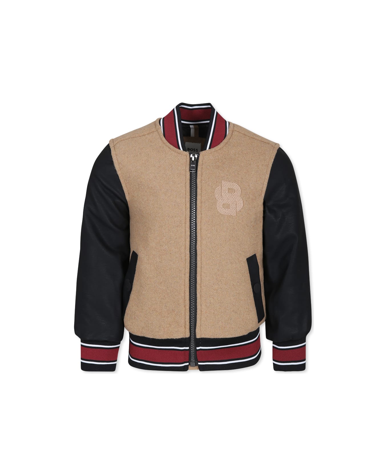 Hugo Boss Beige Bomber Jacket For Boy With Logo - Beige