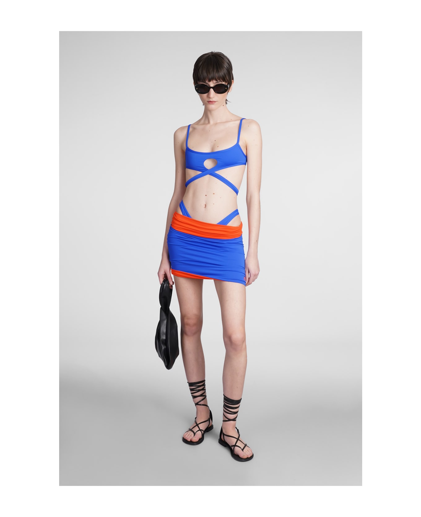 The Attico Cut-out Wraparound Bikini Set In Bluetechnical Fabric Woman - 015