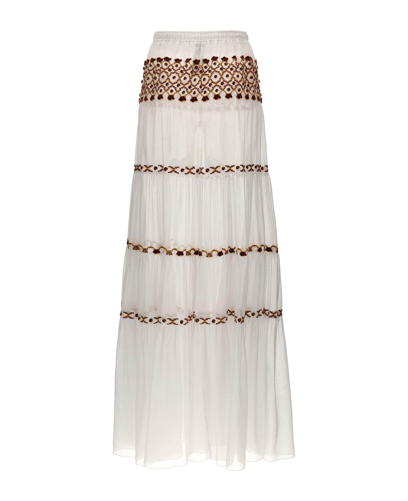 Ermanno Scervino Long Embroidery Skirt - White
