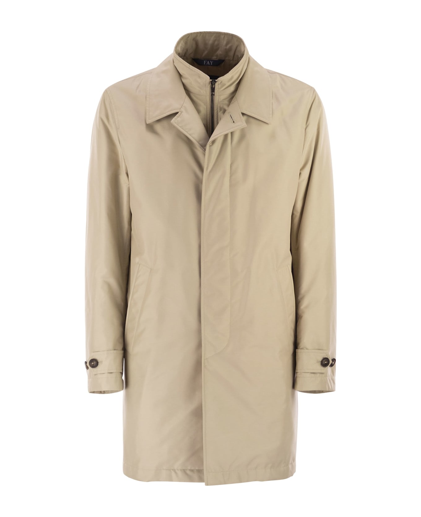 Fay Morning Coat In Technical Poplin - sabbia