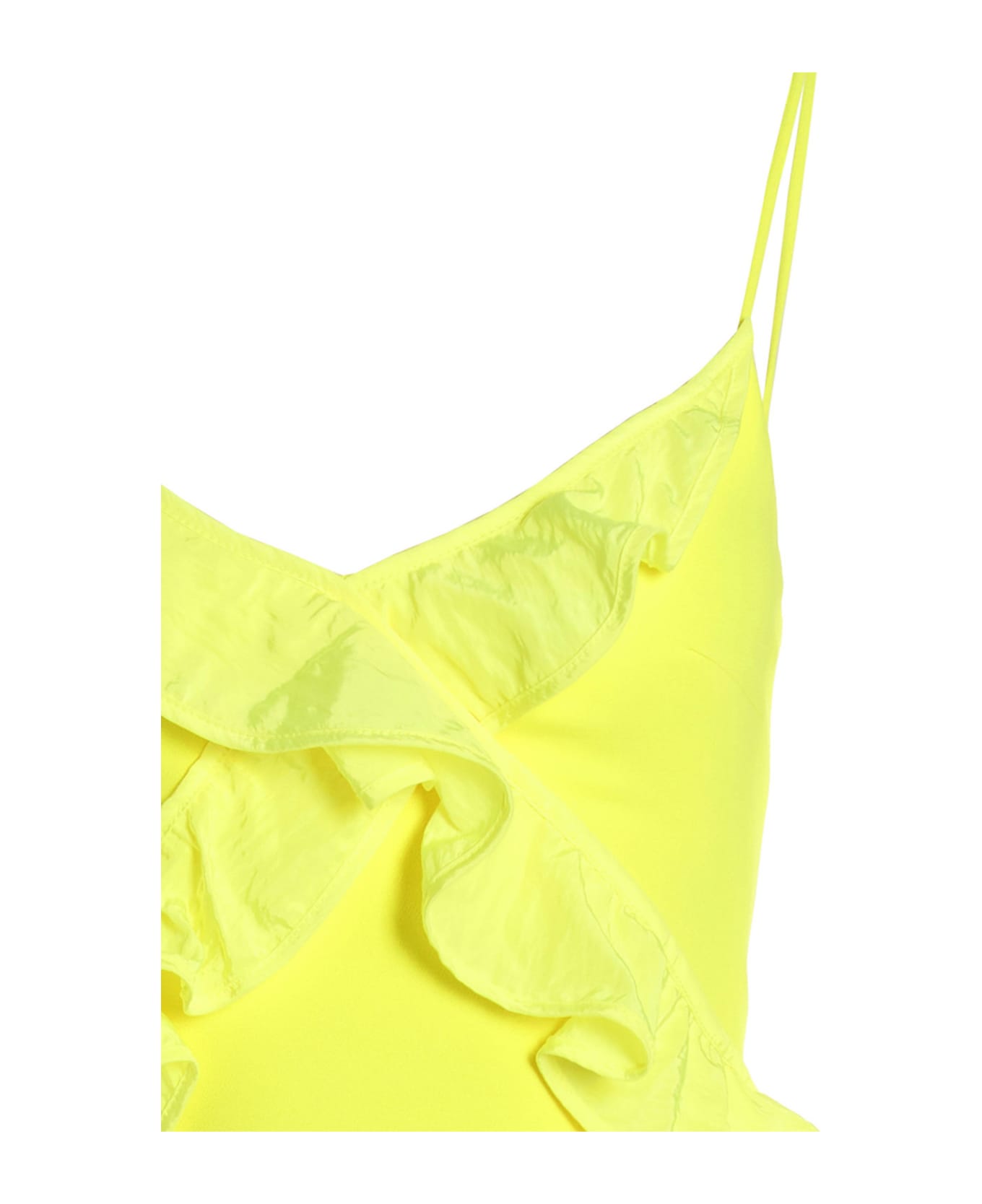 David Koma 'crossbody & Open Leg Ruffle Detail' Dress - Yellow ワンピース＆ドレス