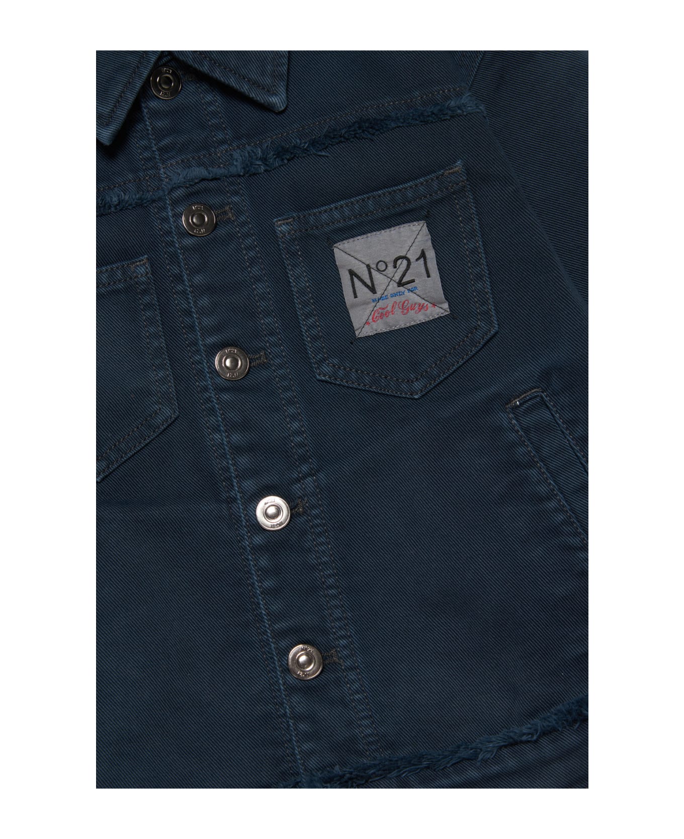 N.21 N21j70u Jacket N°21 Vintage-effect Grey Denim Jacket With Logo On The Back - Dark grey