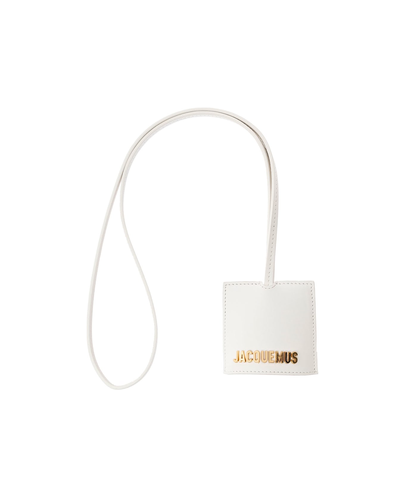 Jacquemus 'le Porte Cle Bagage' White Key-chain With Logo Lettering In Smooth Leather Man - BIANCO