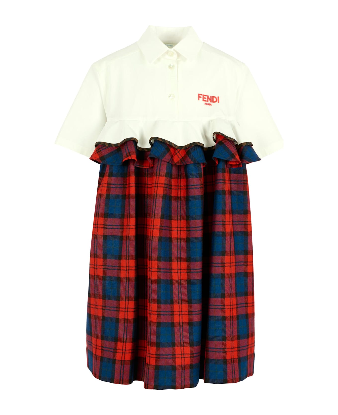 Fendi Red Dress For Girl With Logo - Red