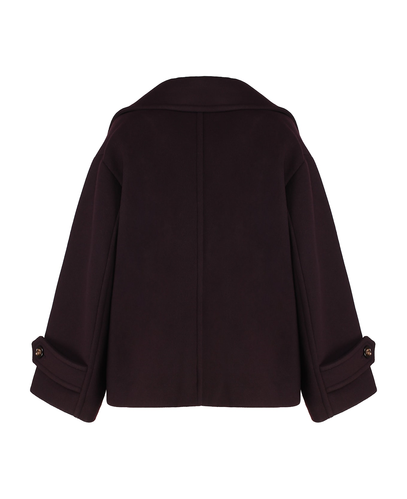 Chloé Oversized Short Coat In Wool - Burgundy