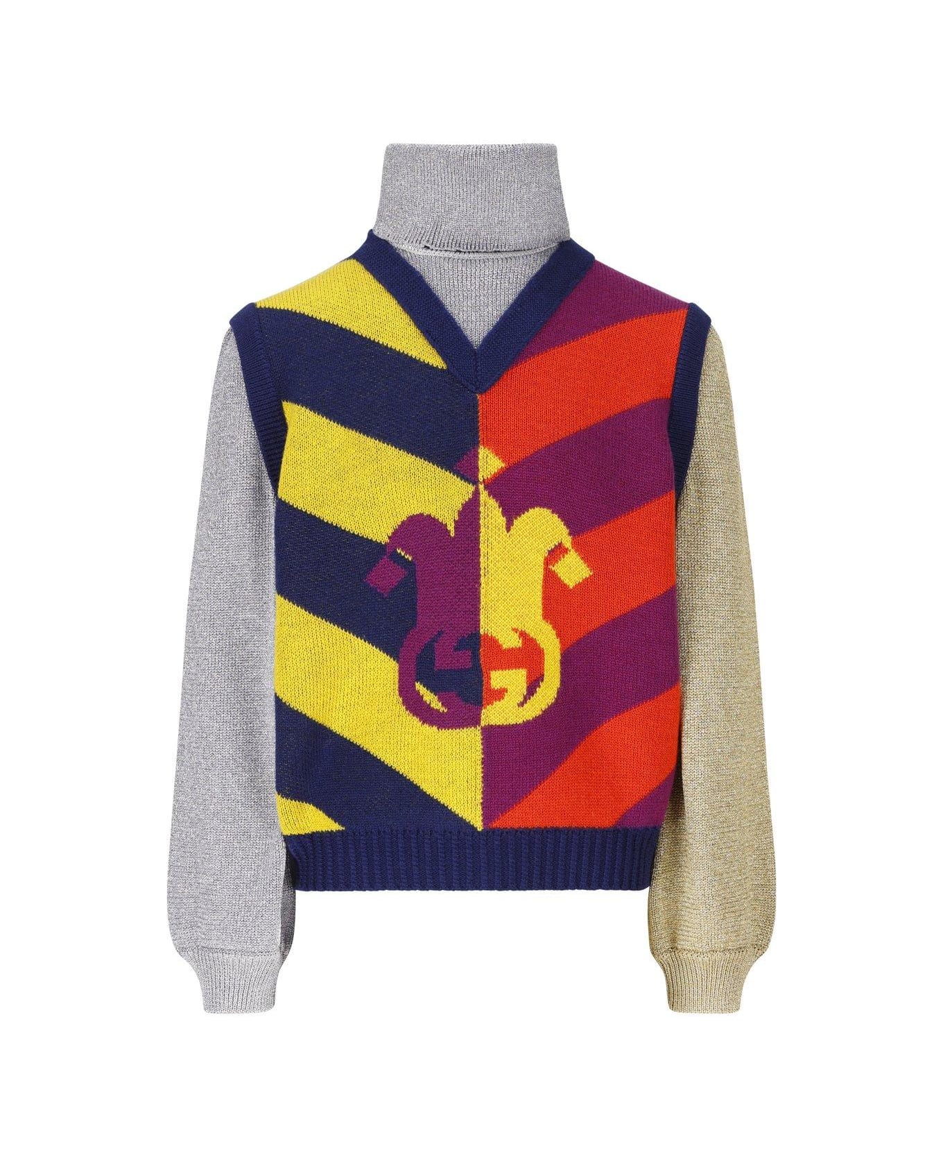 Gucci Striped Jacquard Knitted Sweater - Multicolor