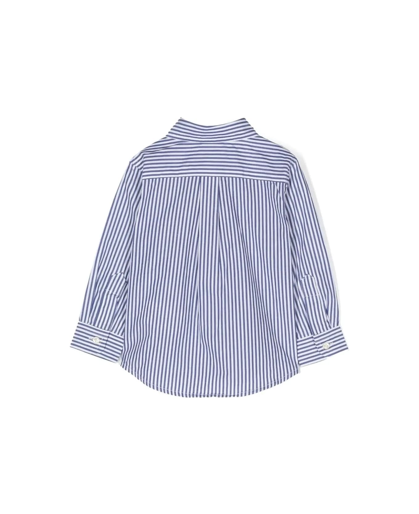 Ralph Lauren Navy Blue And White Striped Cotton Poplin Shirt - Blue