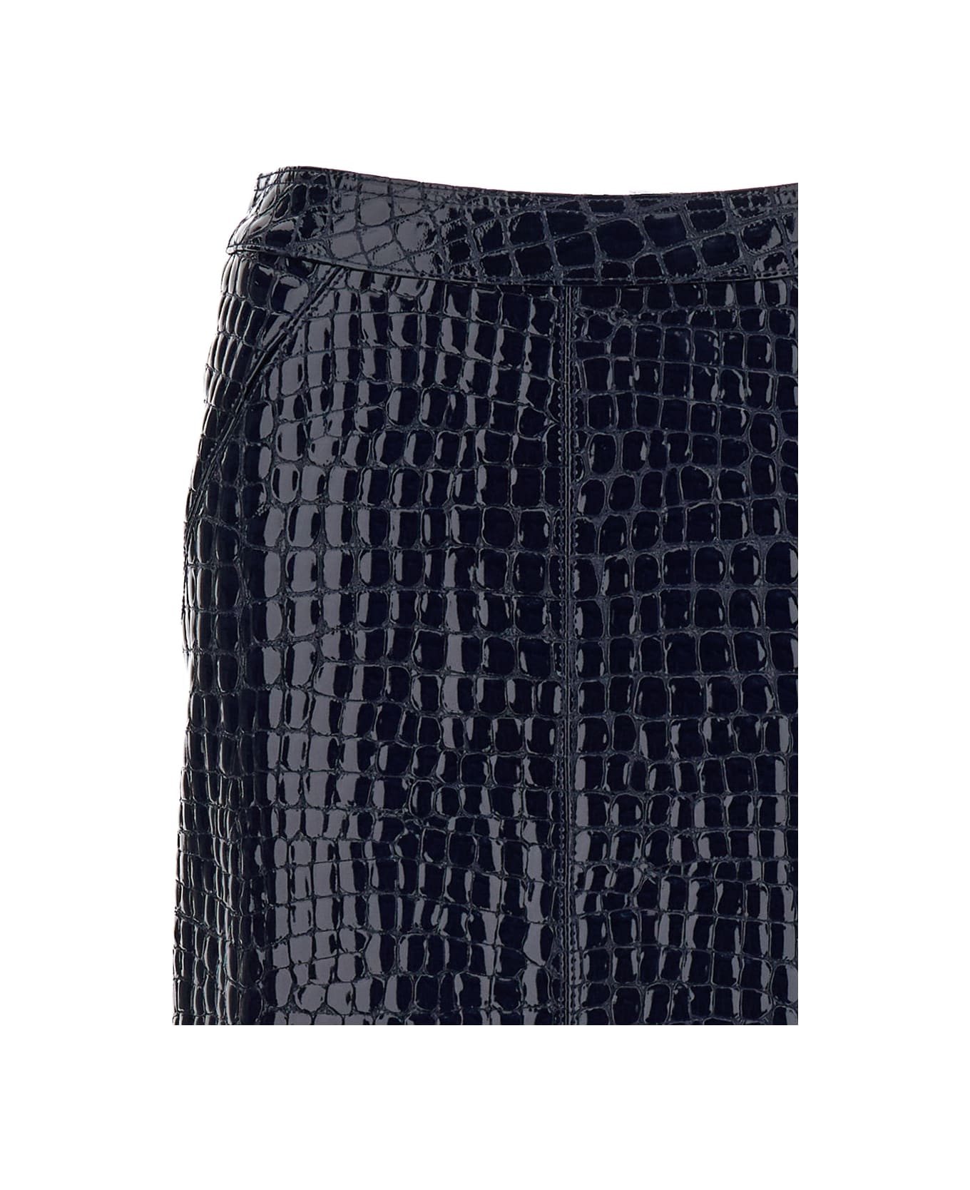 Tom Ford Black Crocodile Leather Effect Miniskirt In Leather Woman - Blu