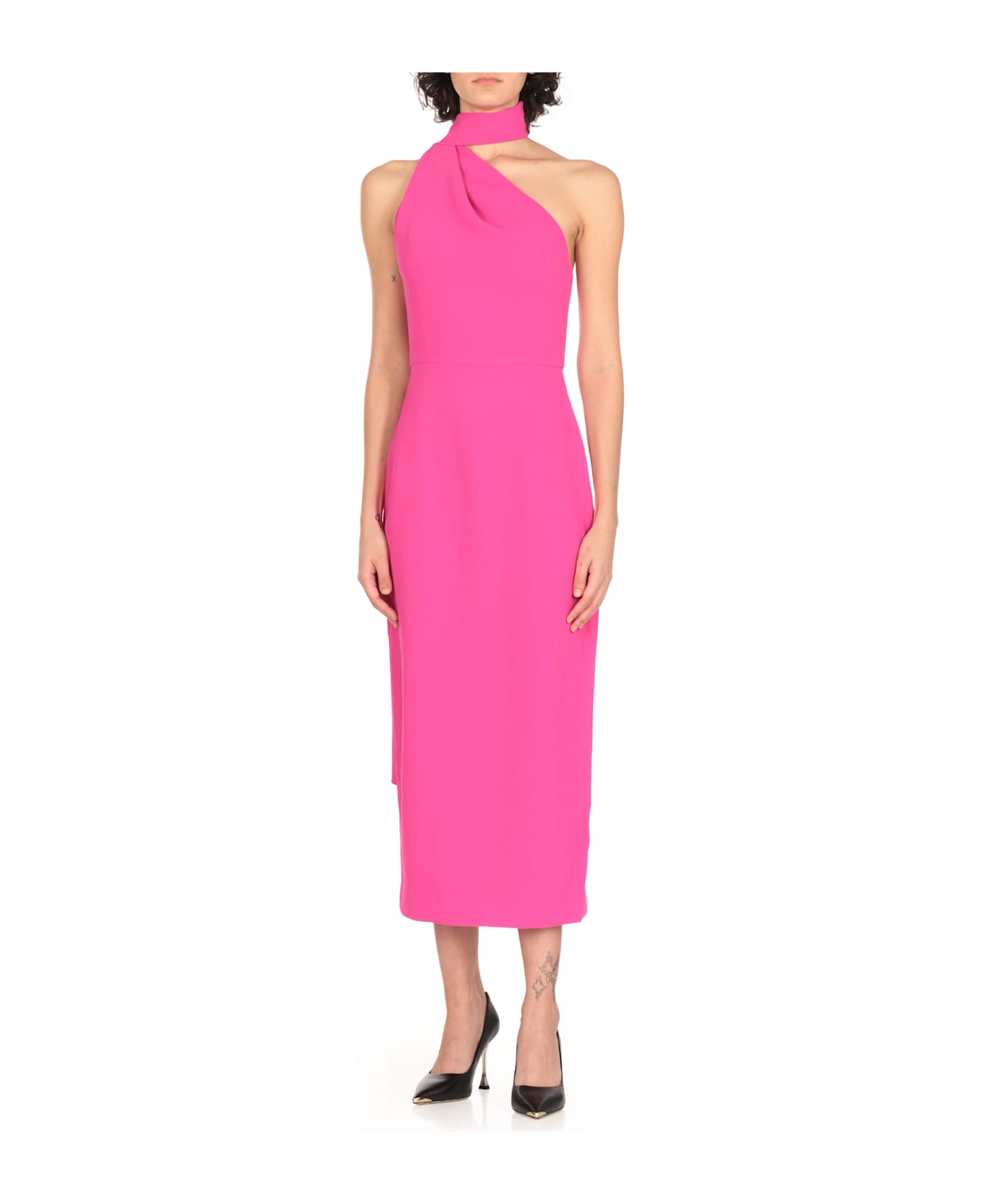 Solace London Samira Midi Dress - Fuchsia