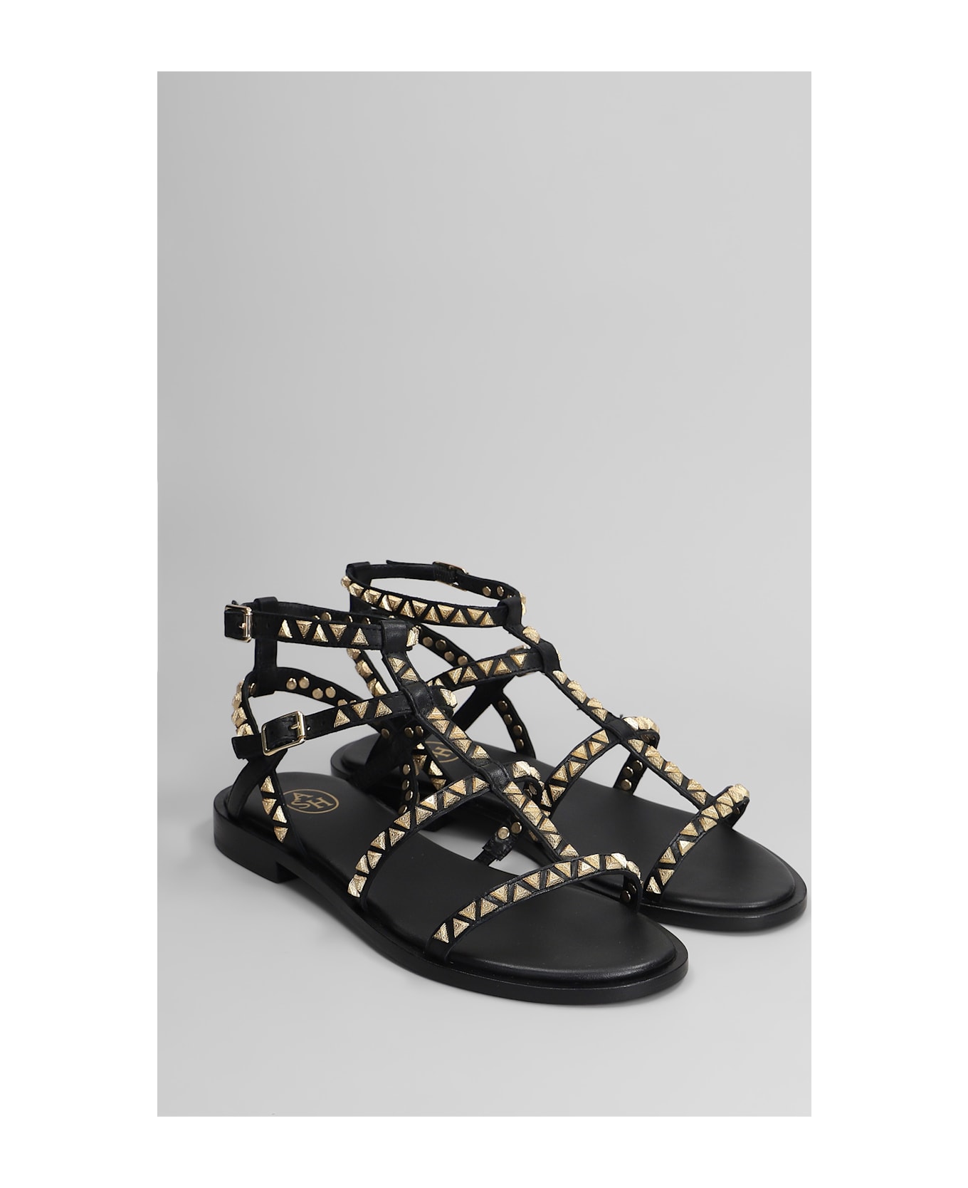 Ash Pandora Flats In Black Leather - black