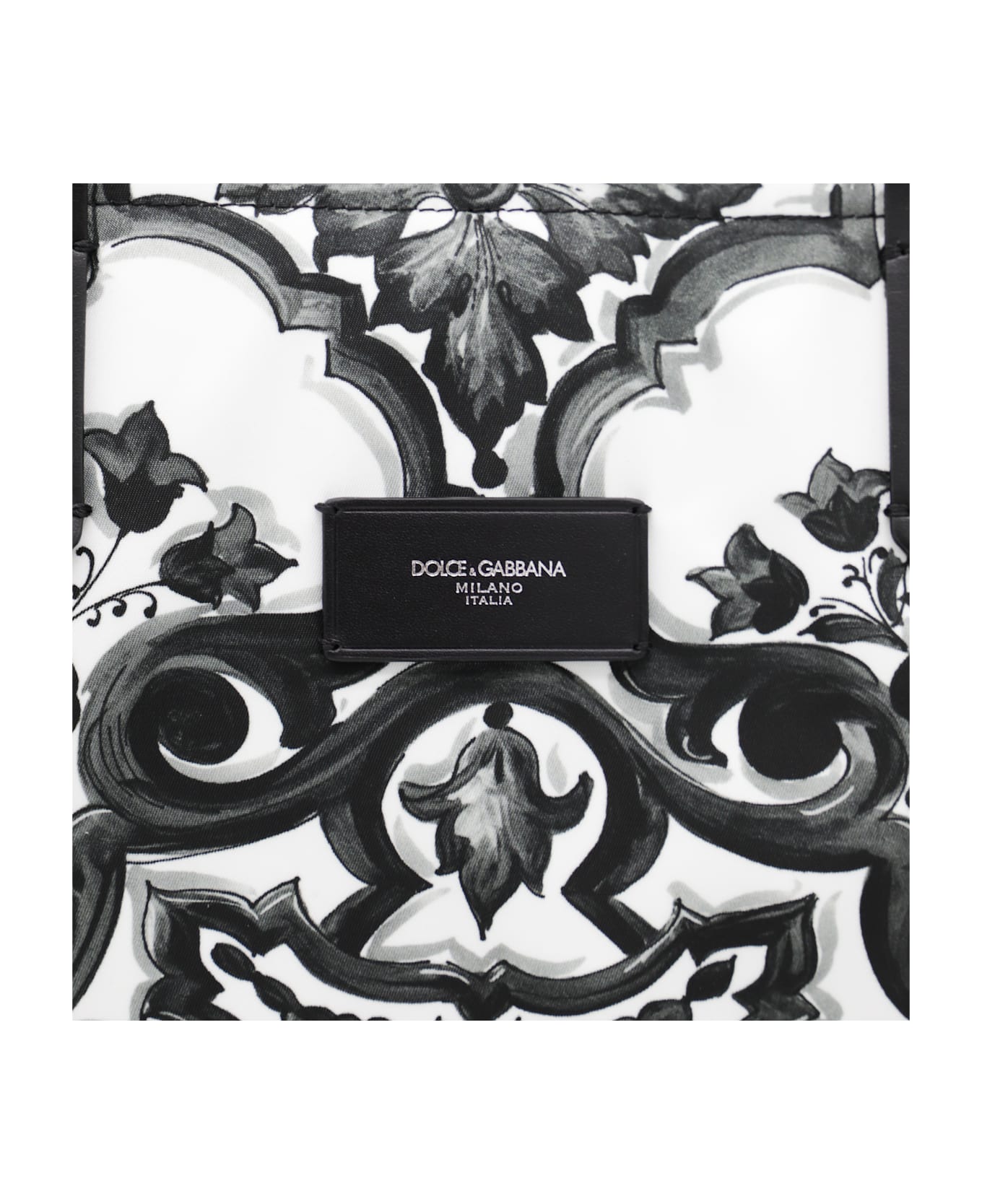 Dolce 
Gabbana Black And White Majolica Totes - Black