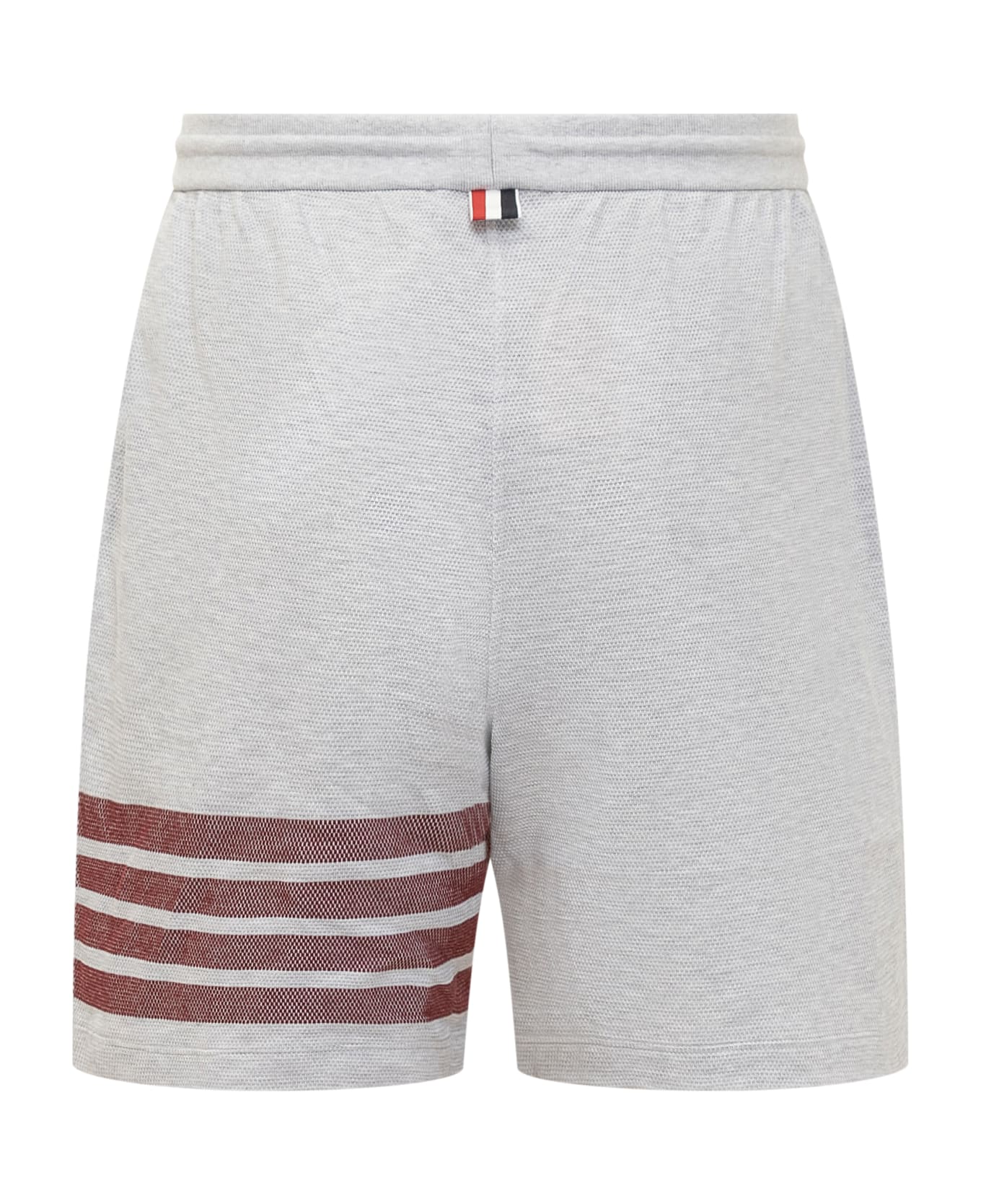 Thom Browne Grey Shorts With 4 Bars Logo In Cotton Man - PALE GREY