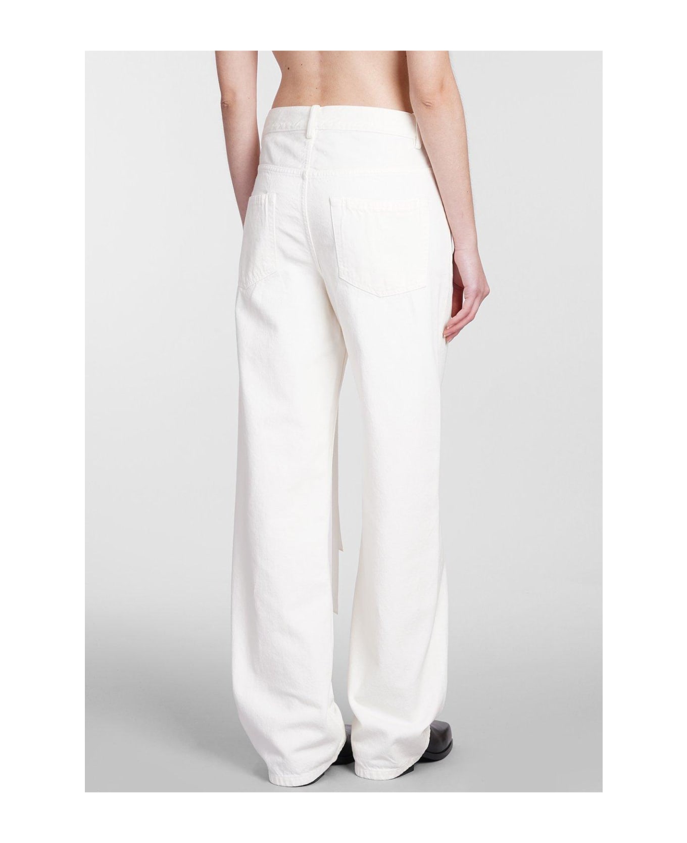 Ann Demeulemeester Straight Leg Drawstring Jeans - White