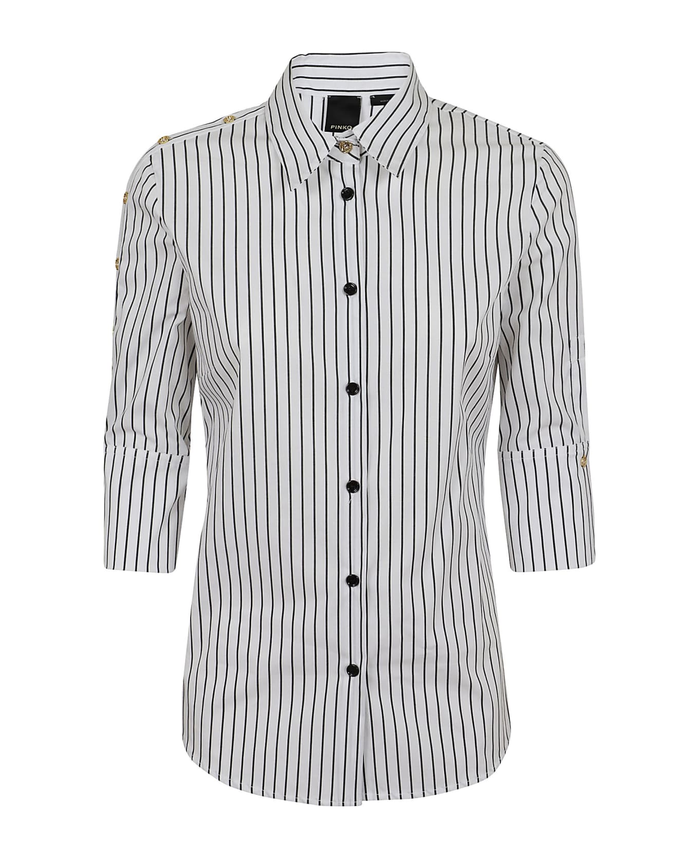 Pinko Striped Cotton Blend Shirt - Bianco Nero