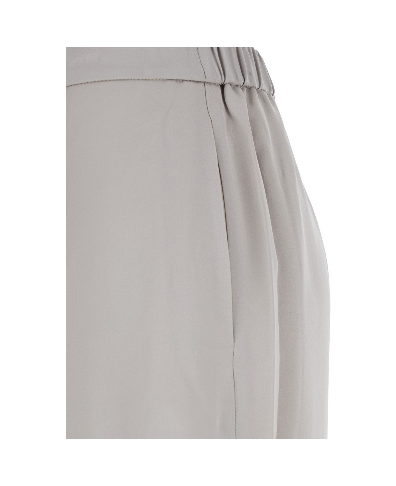 Theory Metallic Pants With Rear Elastic Waist And Wide Leg In Silk Woman - Silver