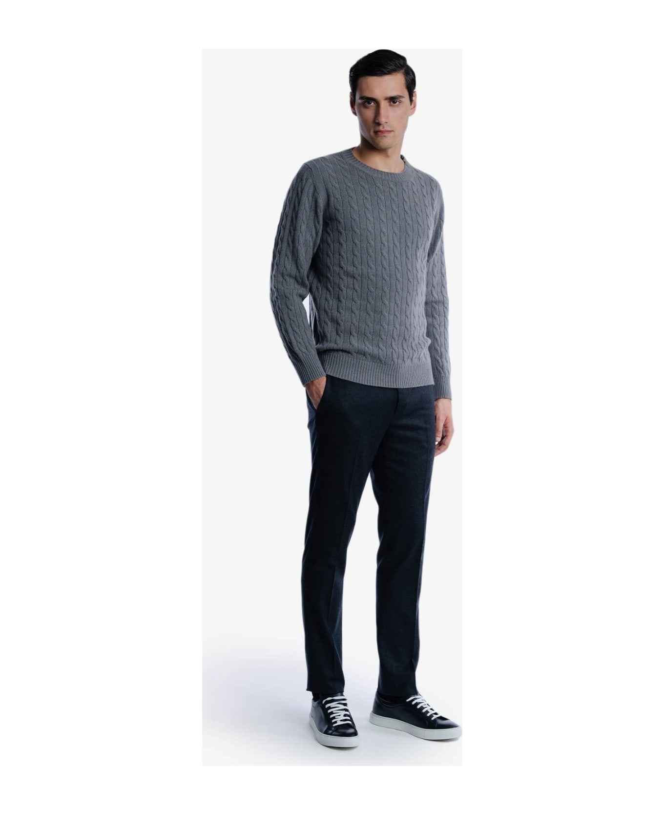 Larusmiani Cable Knit Sweater 'col Du Pillon' Sweater - LightGray