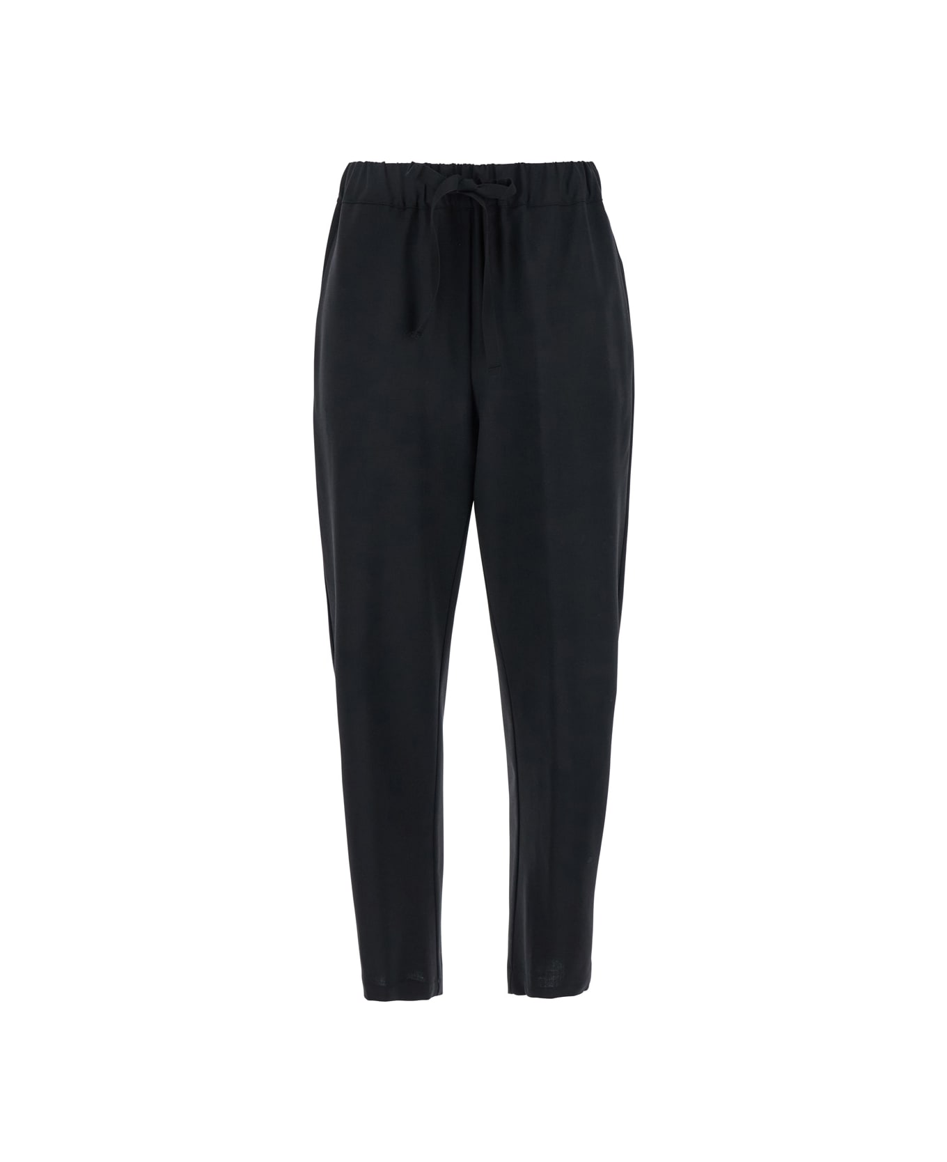 SEMICOUTURE 
buddy
 Black Pants With Drawstring Waist In Virgin Wool Blend Woman - Black