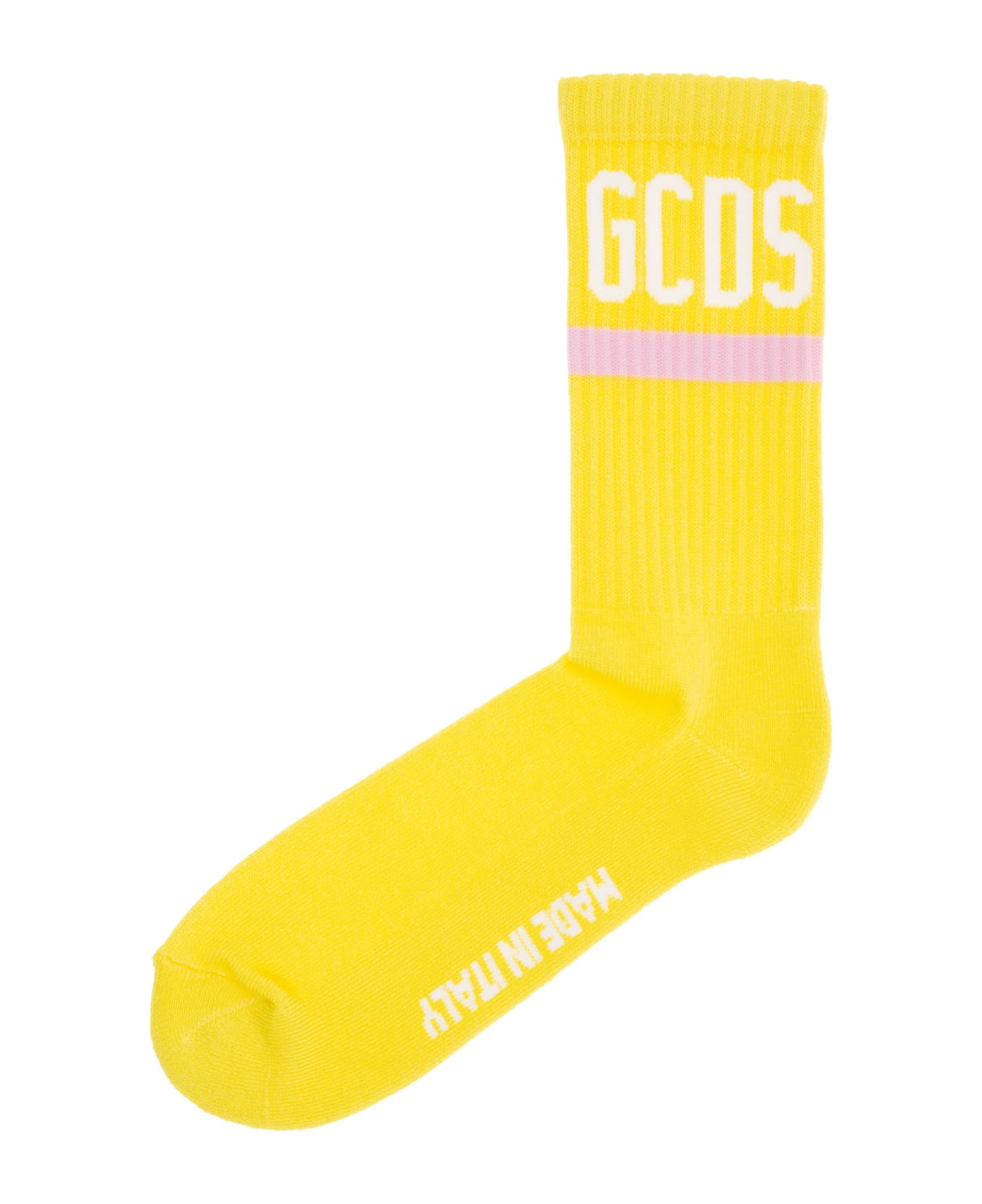 GCDS Logo Cotton Socks - Yellow
