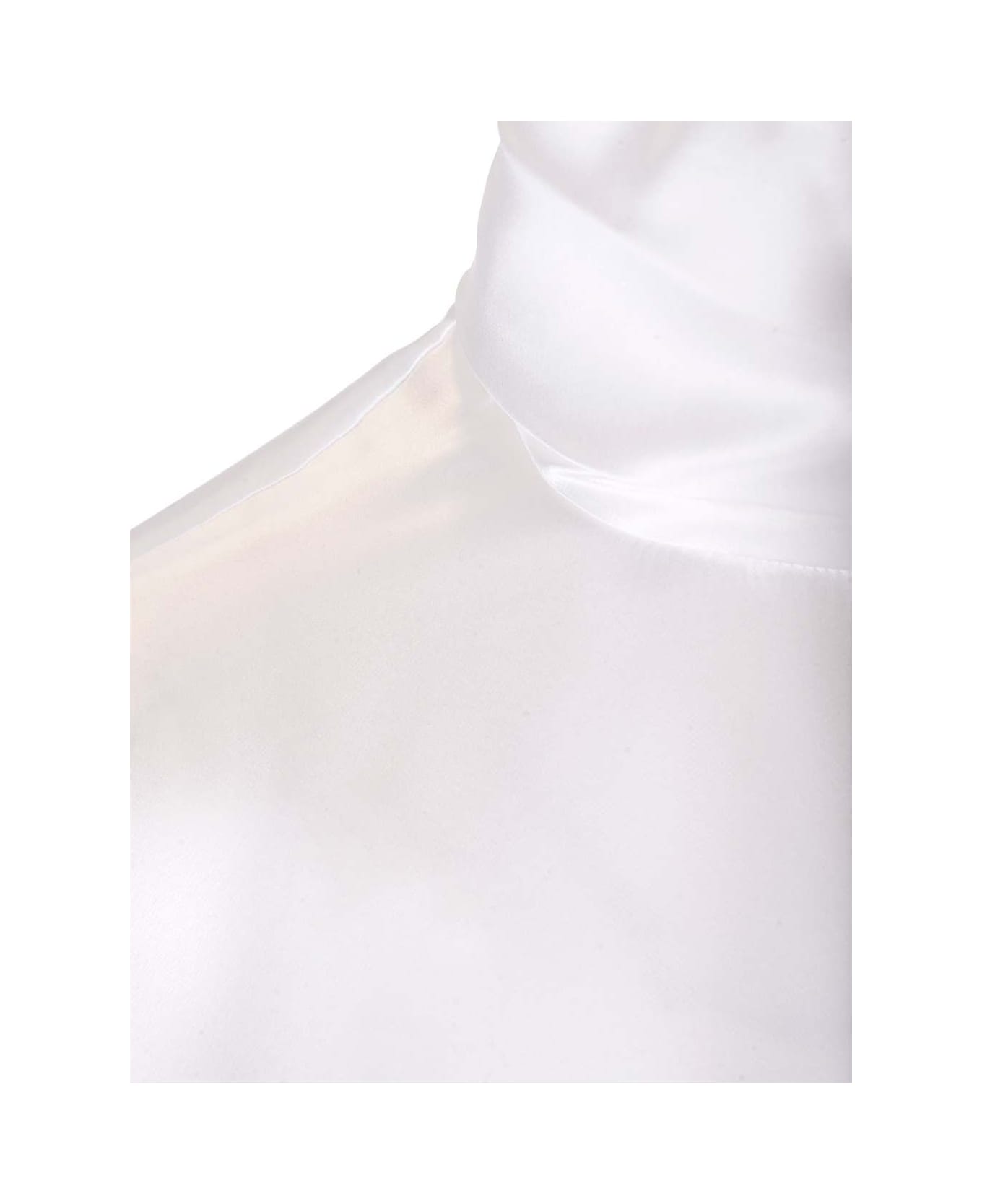 Dolce & Gabbana Wide Silk Satin Turtleneck - White