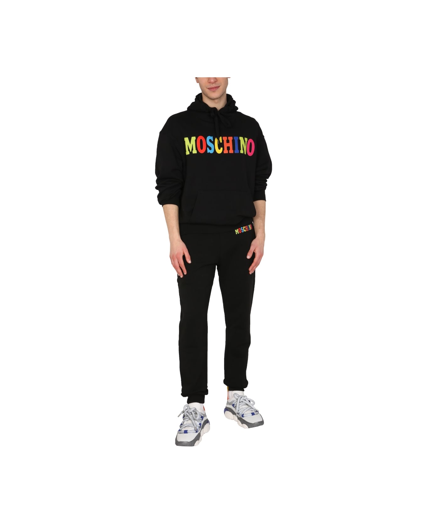 Moschino Multicolor Logo Jogging Pants - BLACK