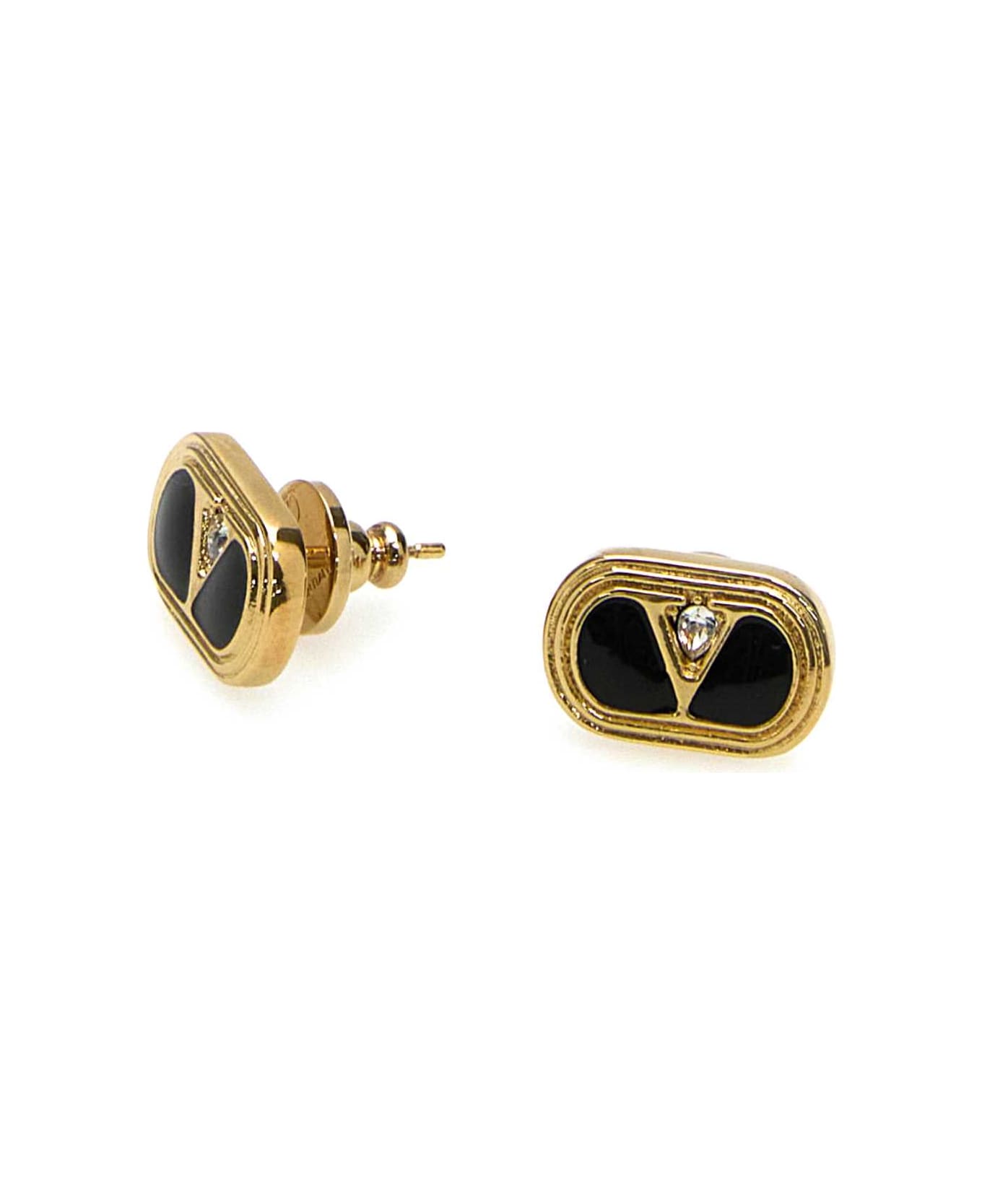 Valentino Garavani Two-tone Enamel And Metal Vlogo Earrings - ORONEROCRYSTAL