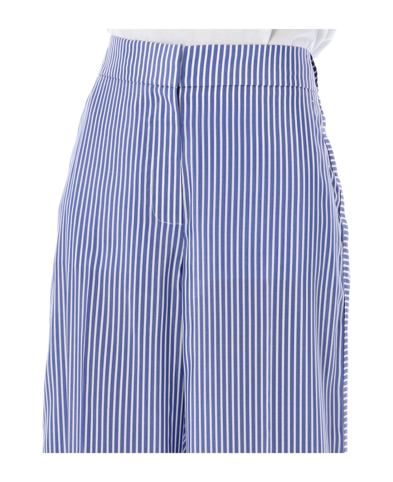 Burberry London Striped Silk Wide-leg Trousers - BLUE WHITE STRIPES