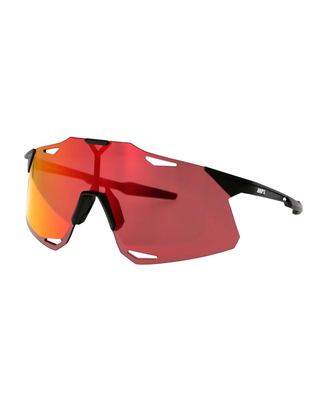 100% Hypercraft Sunglasses - Matte Black - HiPER Red Multilayer Mirror Lens