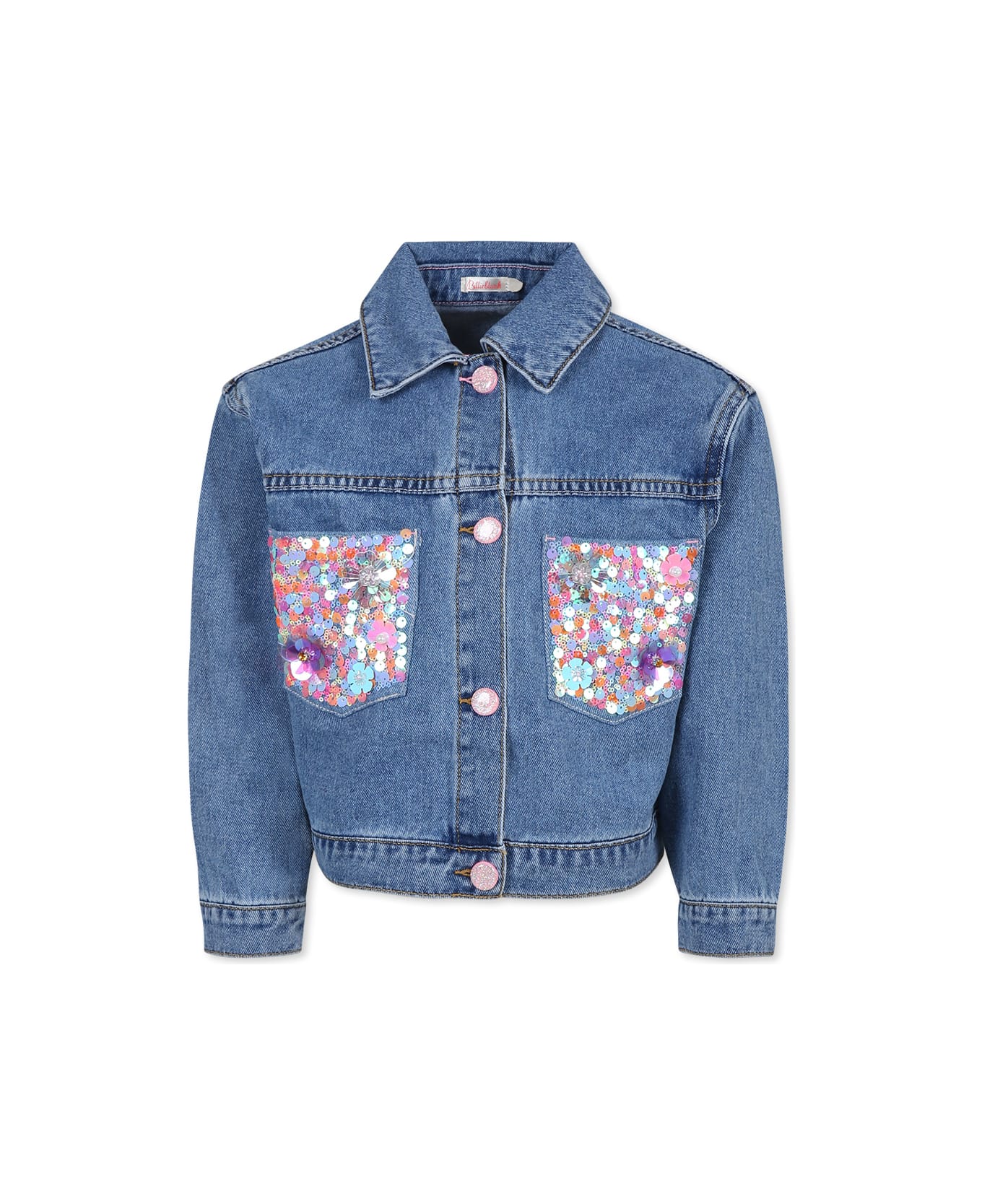 Billieblush Blue Jacket For Girl With Sequins - Denim