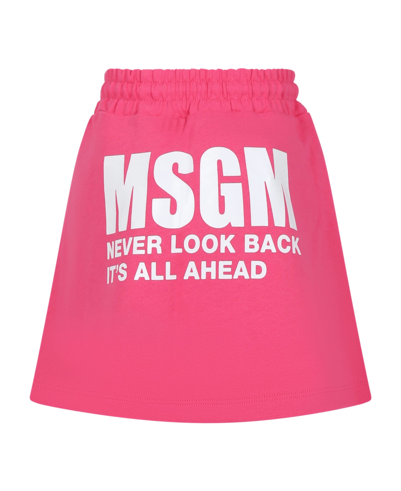 MSGM Fuchsia Skirt For Girl With Logo And Writing