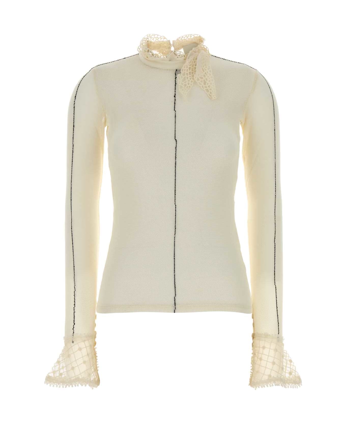 Isabel Marant Ivory Stretch Crochet Sarah Top - ECRU