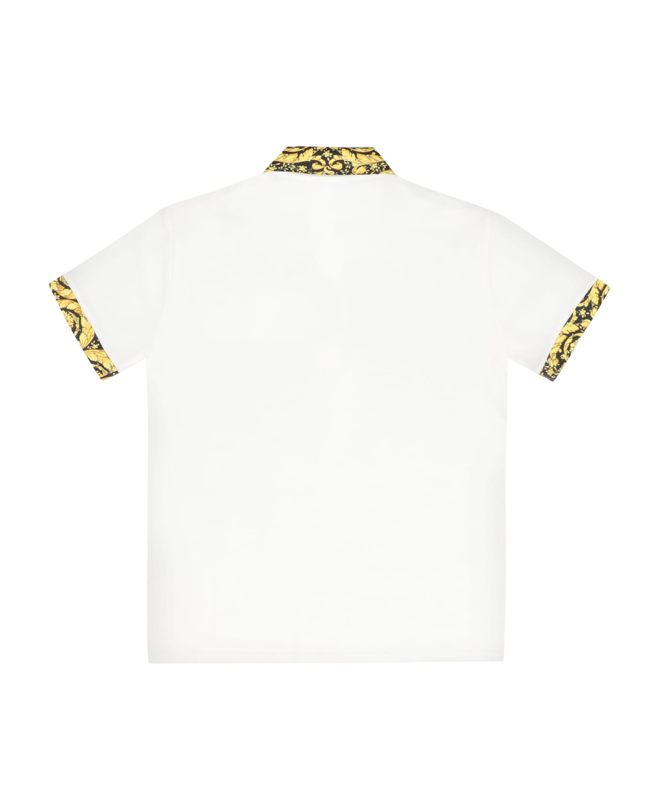 Young Versace Cotton Piqué Slim Polo Shirt - Ivory