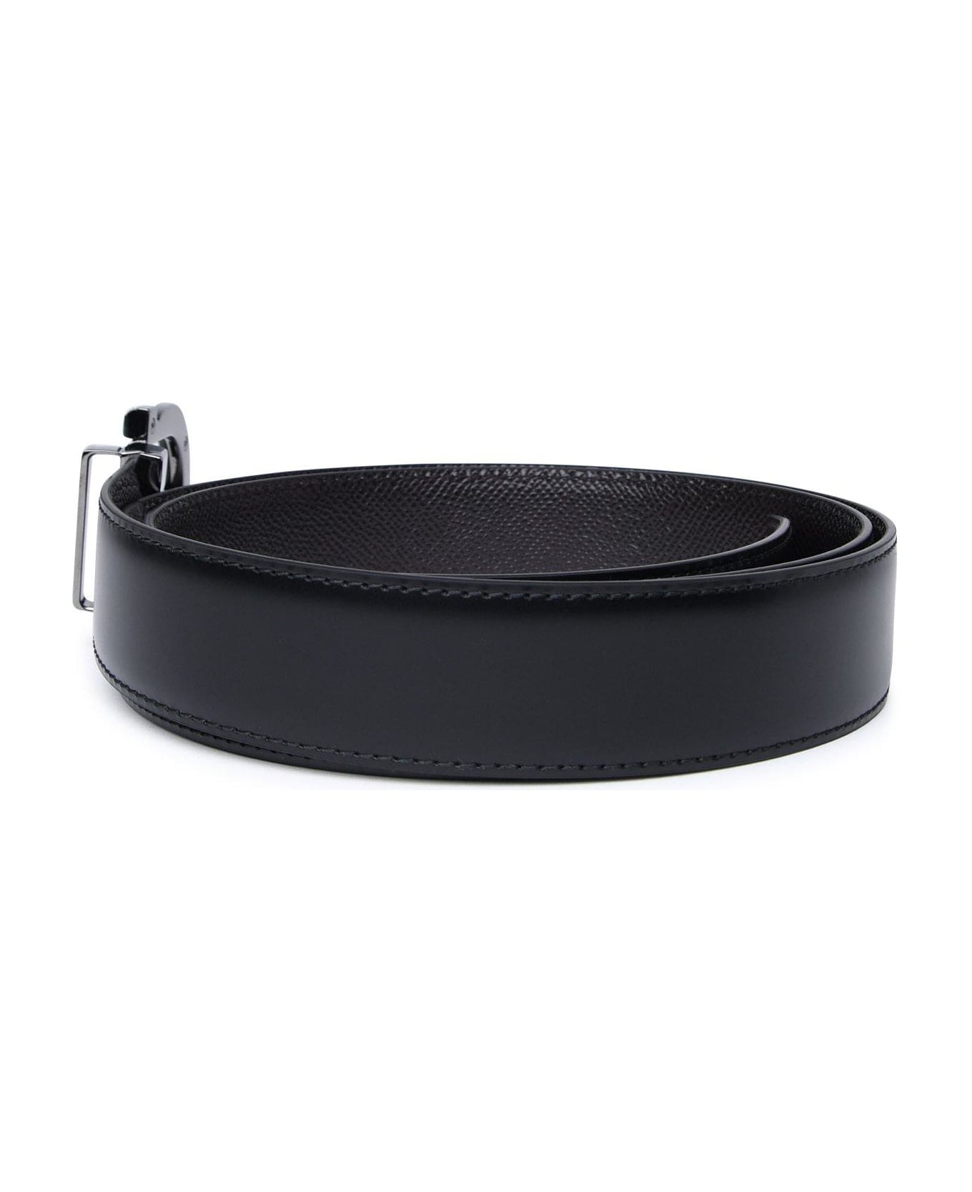 Ferragamo Gancini Buckled Reversible Belt - BLACK/BROWN