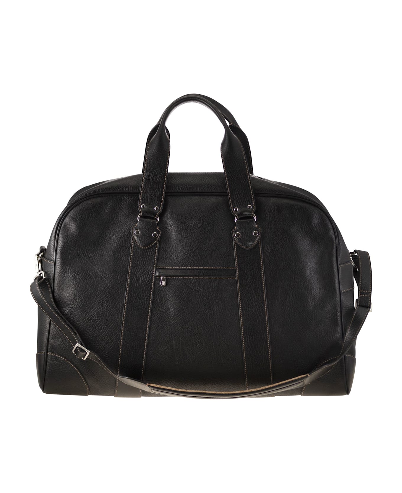 Brunello Cucinelli Grained Calfskin Weekender Bag - Black