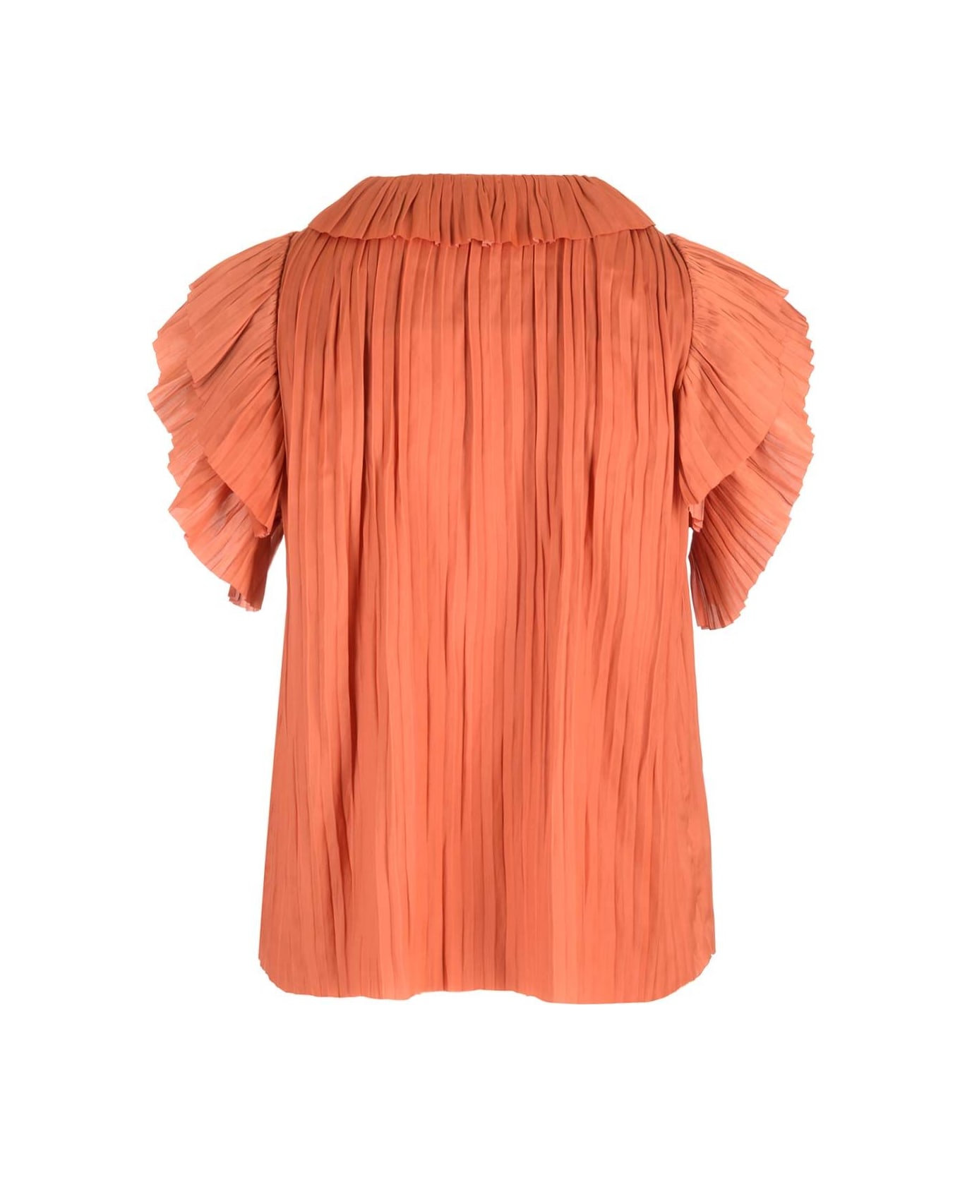 Ulla Johnson "elli" Top In Pleated Satin - Orange