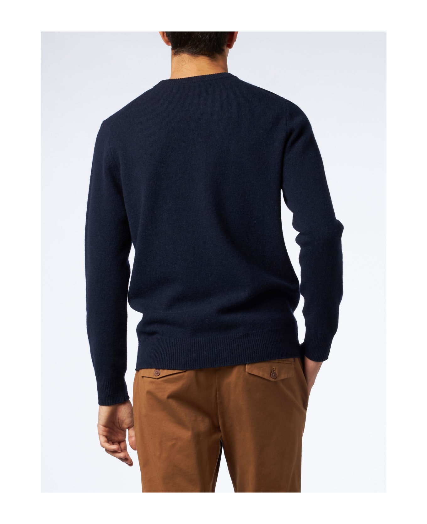 MC2 Saint Barth Man Crewneck Blue Sweater With St. Barth Embroidery - BLUE