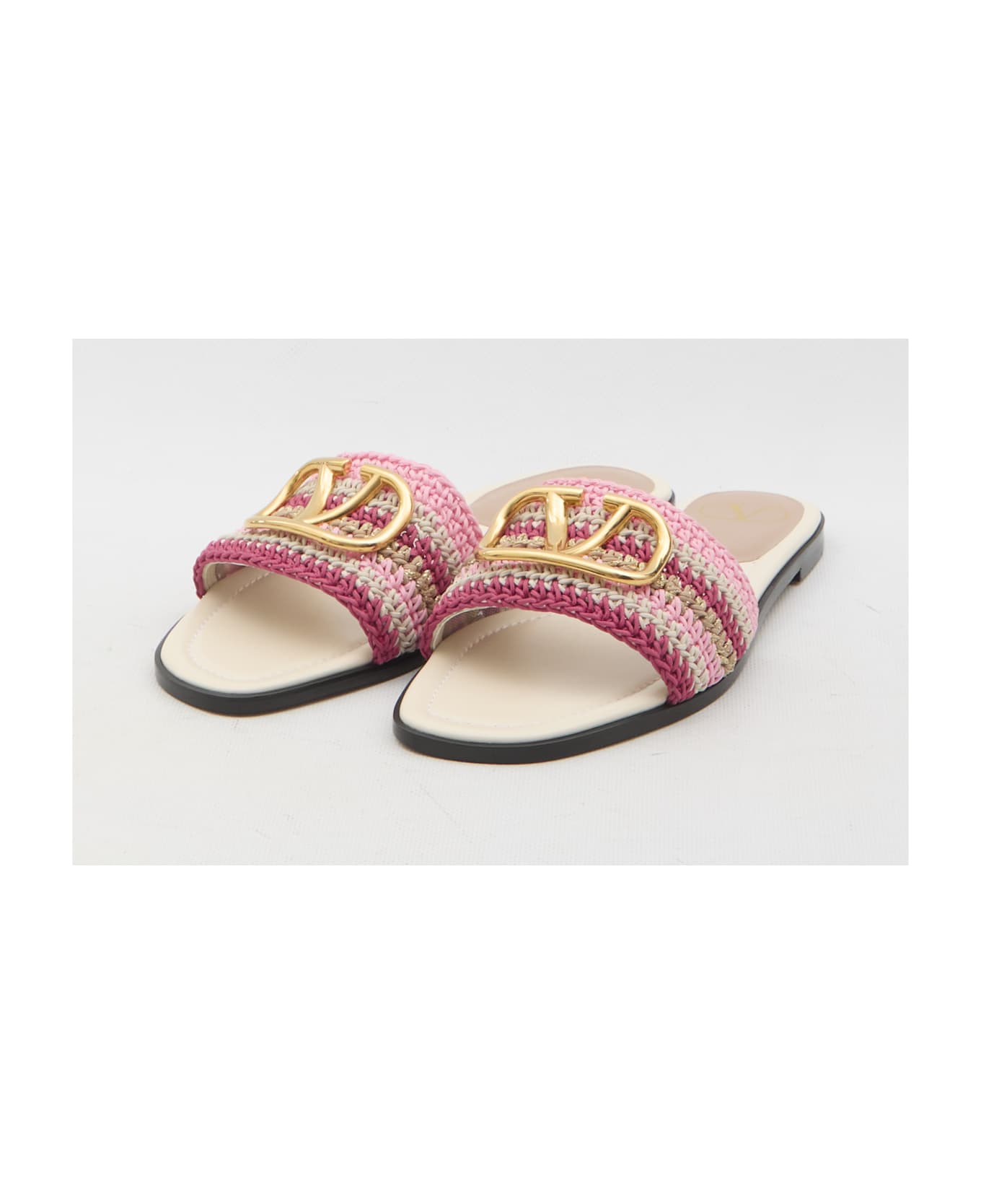 Valentino Garavani Vlogo Signature Slide Sandals - GOLD サンダル