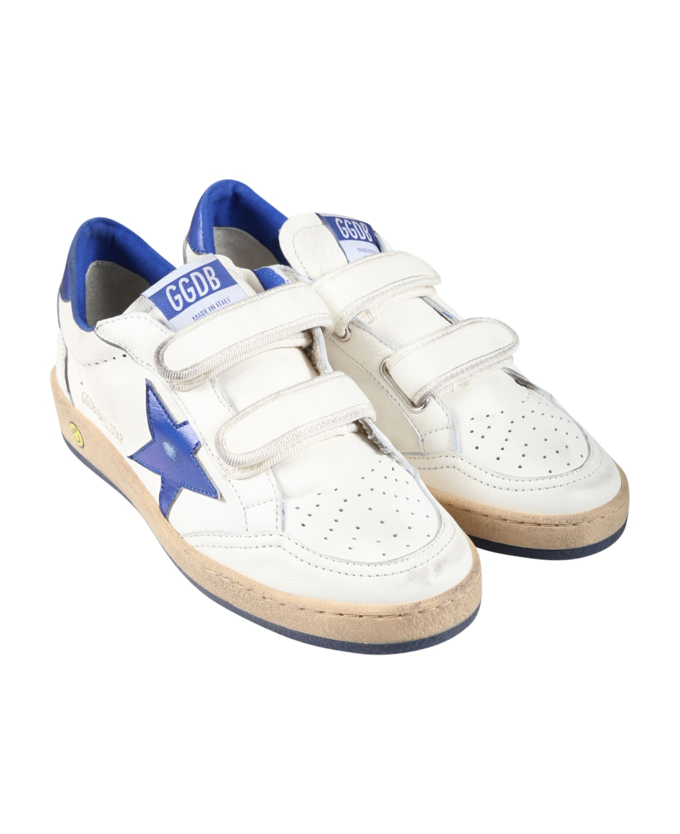Golden Goose White Sneakers For Kids With Star And Logo - White