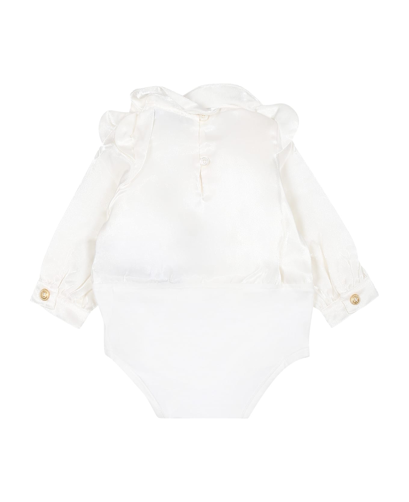 Balmain Ivory Satin Shirt For Baby Girls - Ivory シャツ