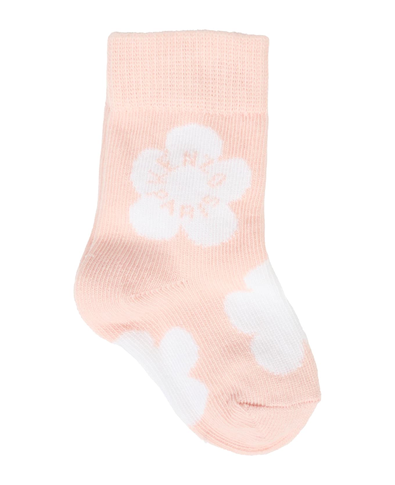 Kenzo Kids Pink Sock Set For Baby Girl With Logo - Pink