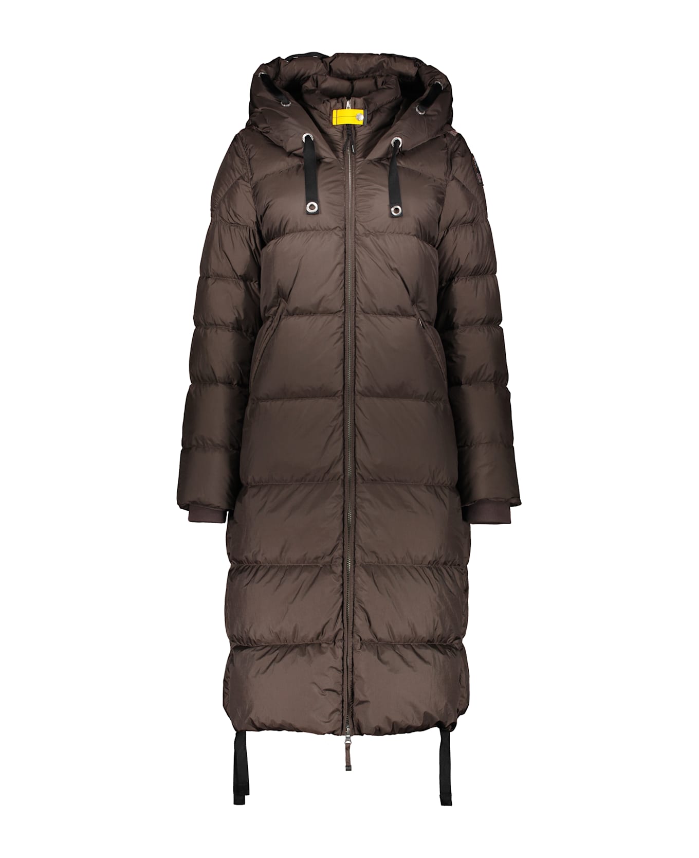 Parajumpers Dark Brown Long Down Jacket With Adjustable Hood - brown
