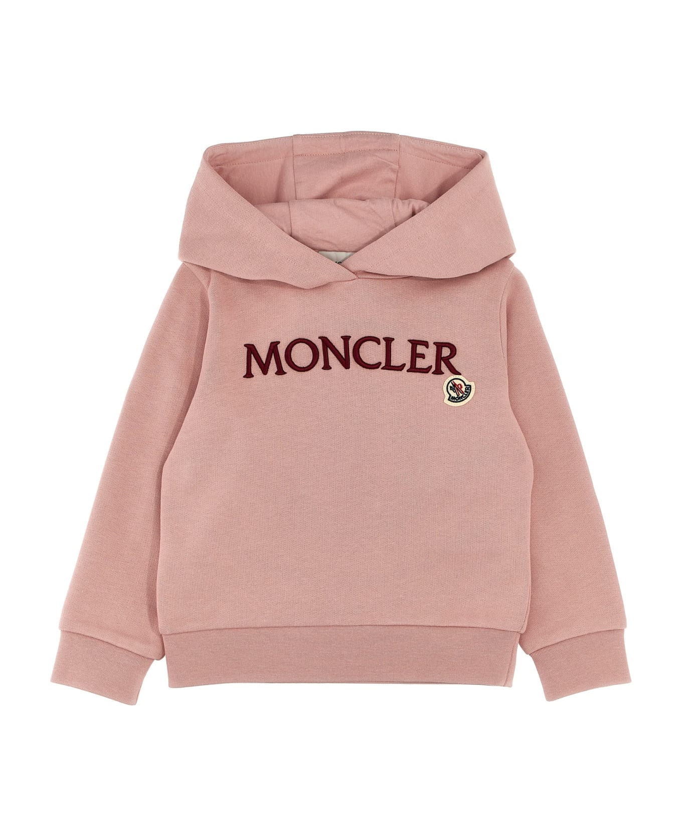Moncler Logo Embroidery Hoodie - Pink