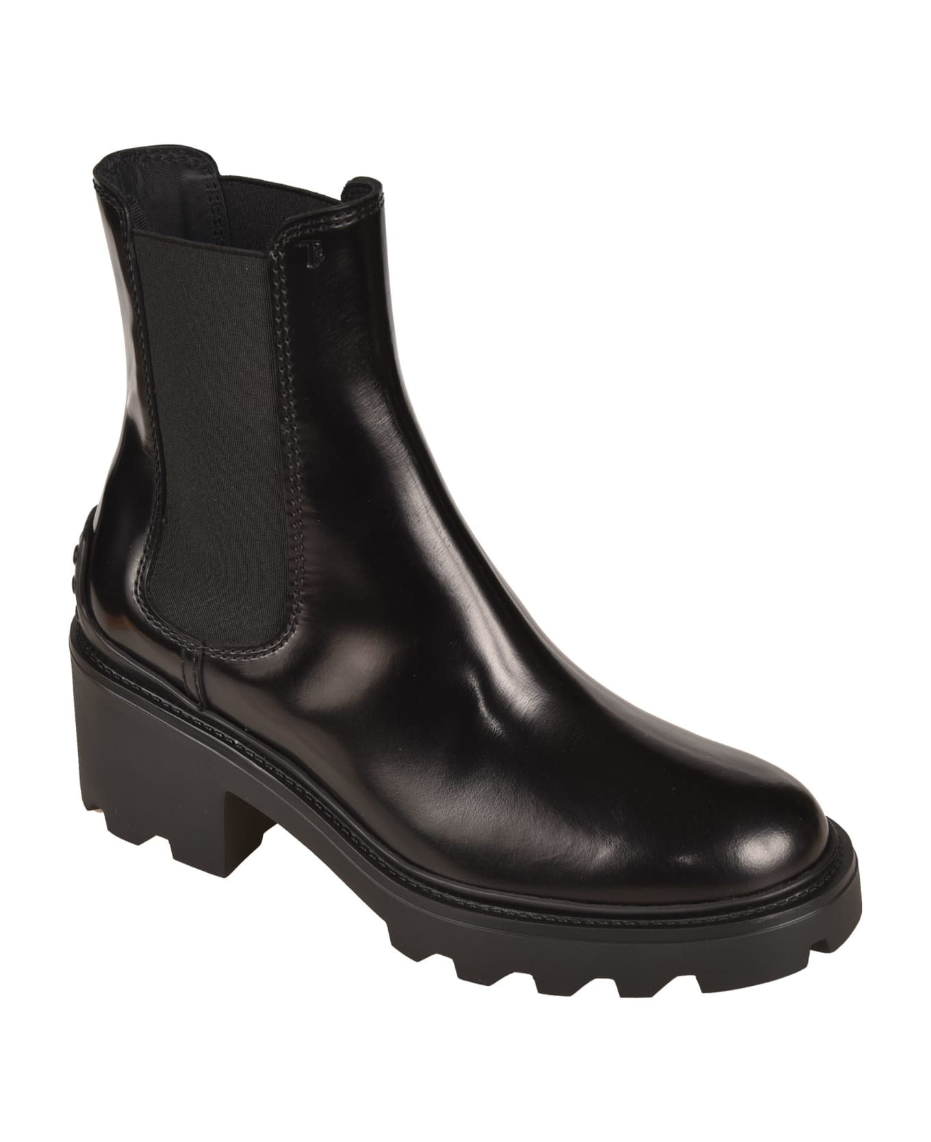 Tod's Elastic Sided Leather Ankle Boots - Black