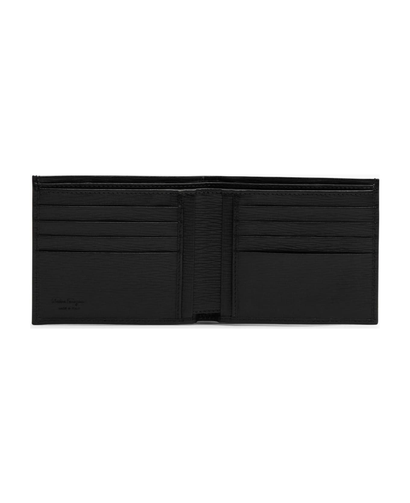 Ferragamo Revival Black Wallet With Gancini Logo - BLACK 財布
