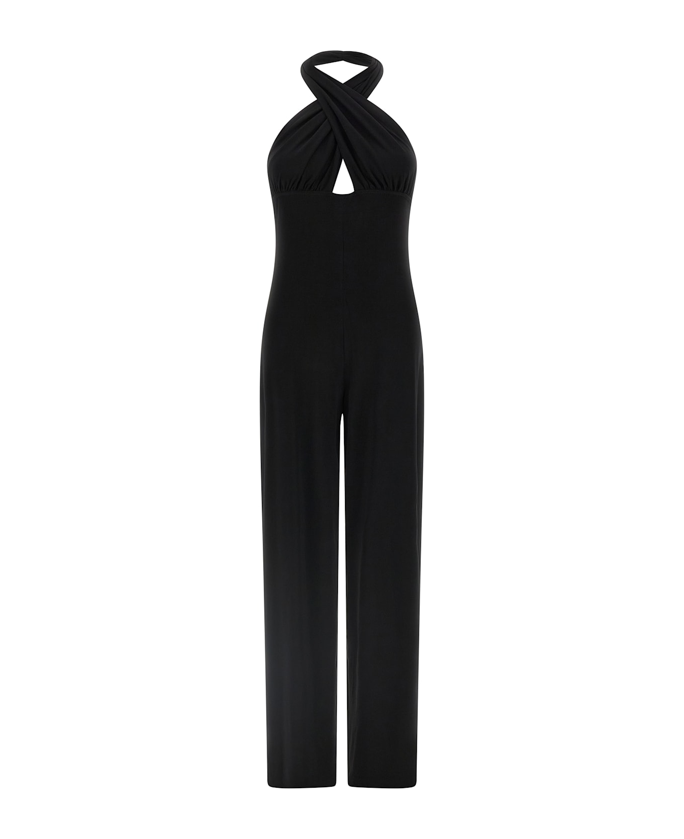 Norma Kamali 
cross Halter Straight Leg
 Jumpsuit - Black  