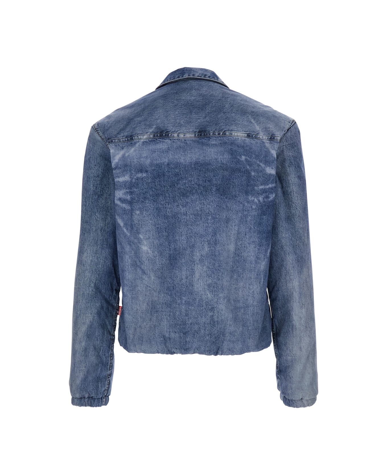 Diesel Blue Jacket With Classic Collar And Distressed Effect In Fabric Man - Blu