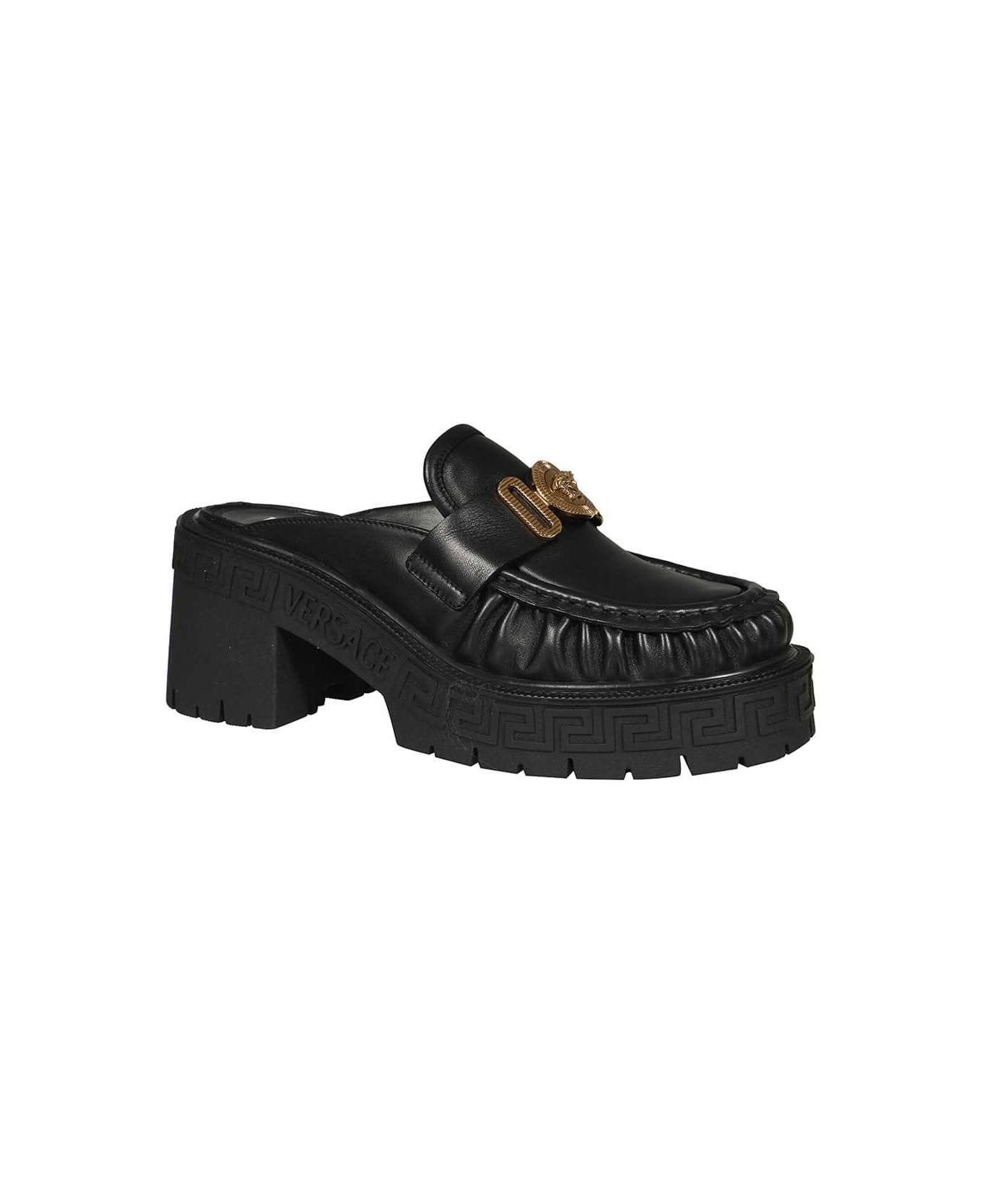 Versace Leather Mules - black