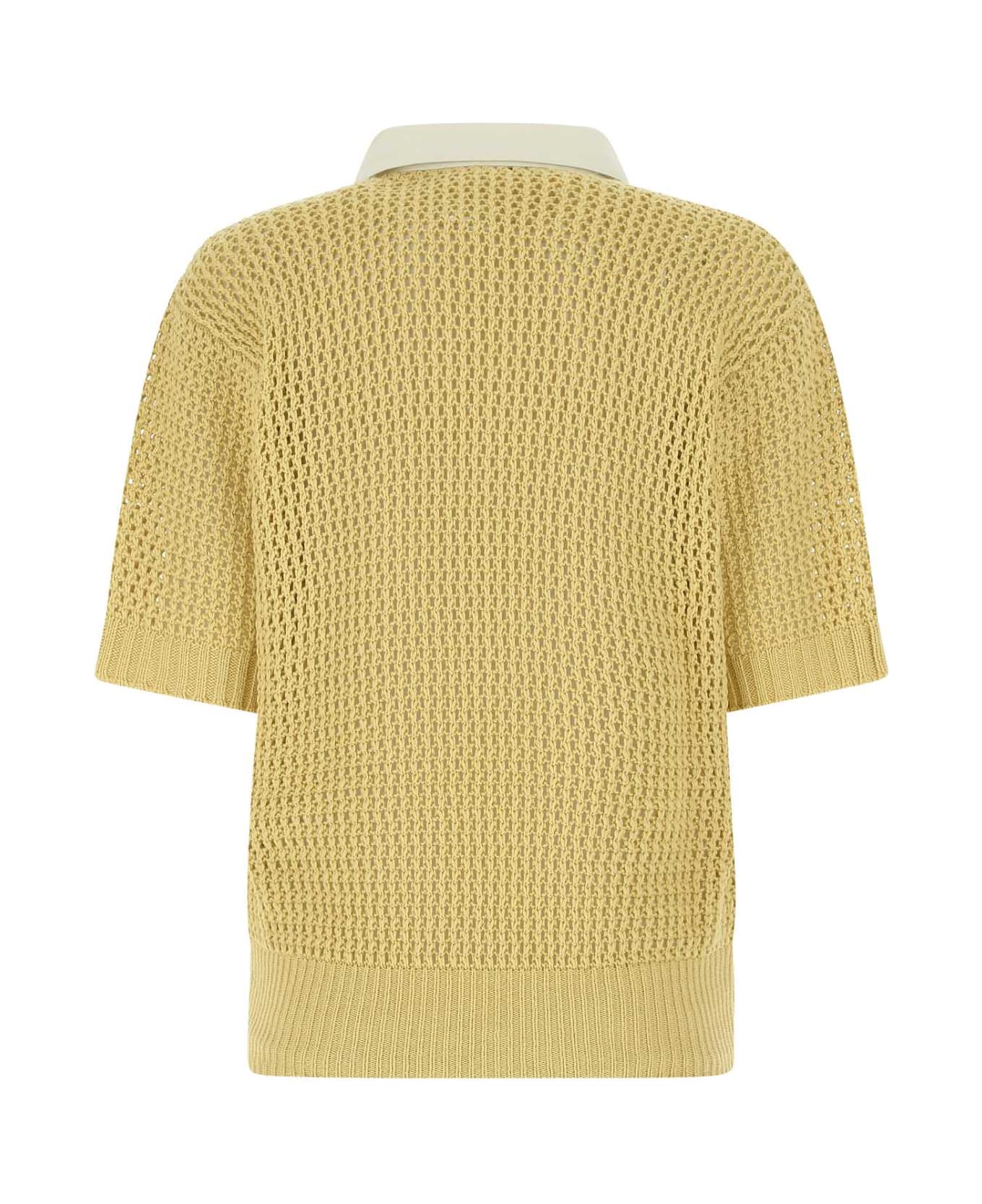 Agnona Mustard Cotton And Cashmere Polo Shirt - G11 ニットウェア